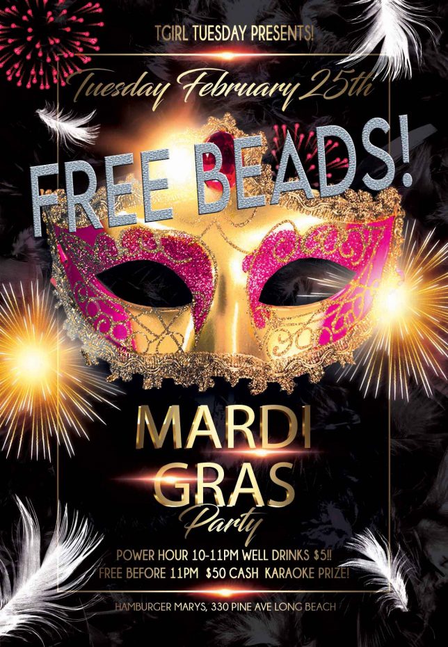 TUESDAY! THE BIG PARTY! MARDI GRAS!
